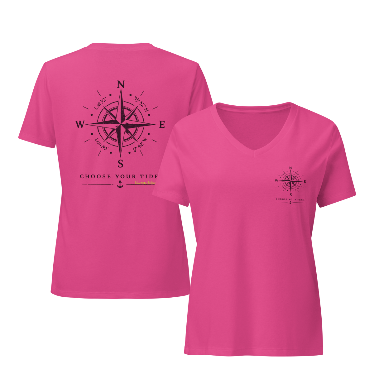 Compass V-Neck Tee – Choose Your Tide