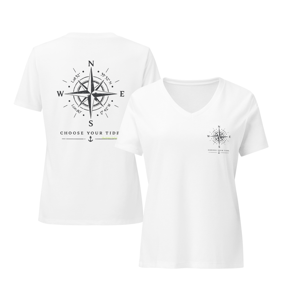 Compass V-Neck Tee – Choose Your Tide