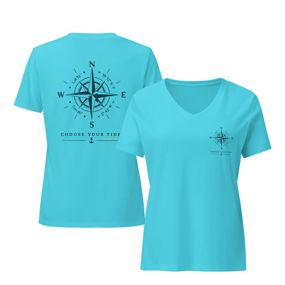 Compass V-Neck Tee – Choose Your Tide